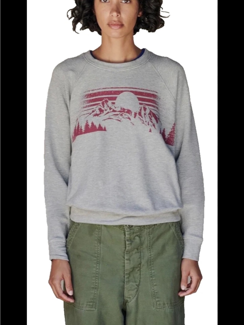 Sundry Grey Crewneck Sweatshirt with Maroon Mountain Graphic Size Small